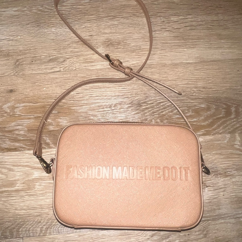 Tan Crossbody Bag with Adjustable Strap and Textured Finish